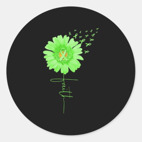 Green Ribbon Daisy Faith Mental Health Awareness M Classic Round Sticker