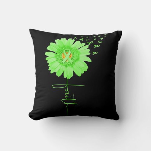 Green Ribbon Daisy Faith Mental Health Awareness M Throw Pillow