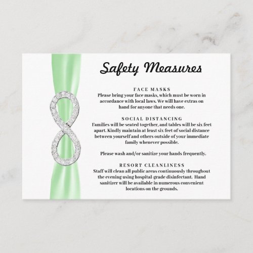 Green Ribbon Diamond Infinity Safety Measures Enclosure Card