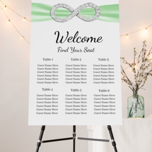 Green Ribbon Diamond Infinity Seating Chart Foam Board