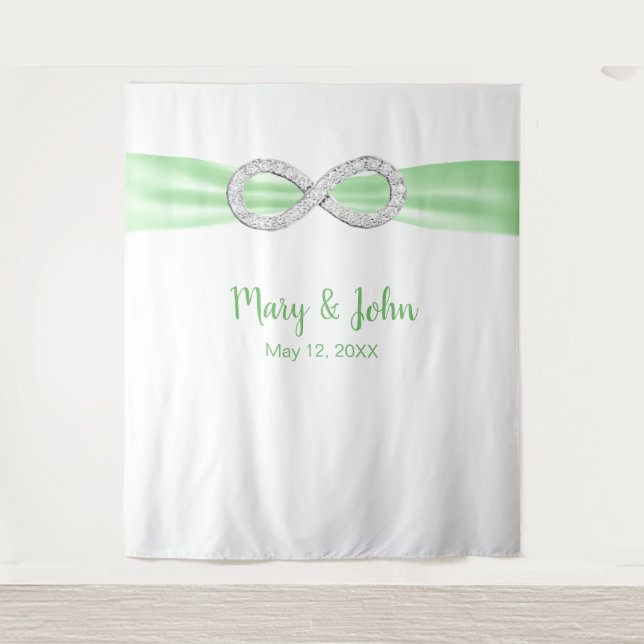 Green Ribbon Diamond Infinity Wedding Backdrop (Front)