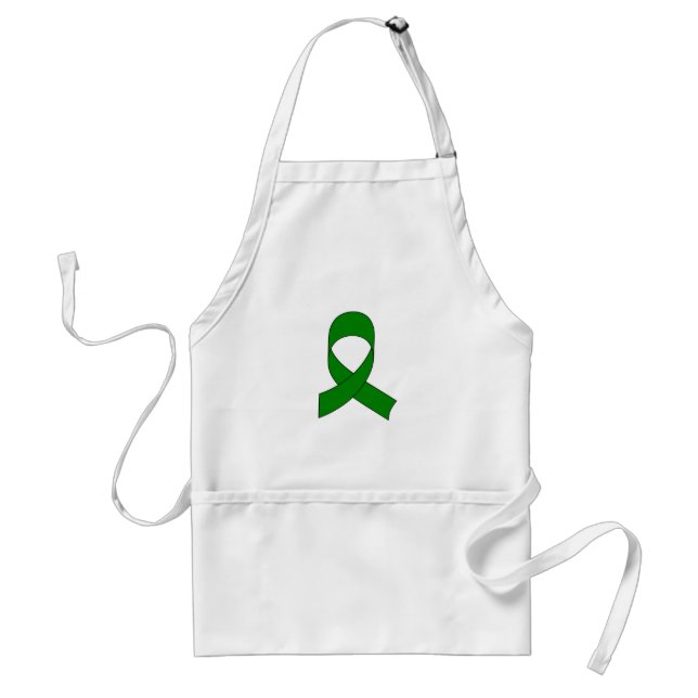 Green Ribbon Drawing Adult Apron (Front)