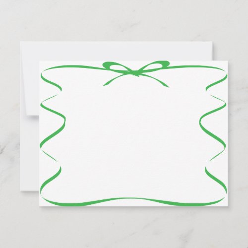 Green Ribbon Drawing Blank Note Card