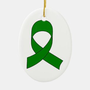Green Ribbon Drawing Ceramic Ornament