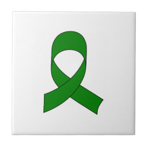 Green Ribbon Drawing Ceramic Tile