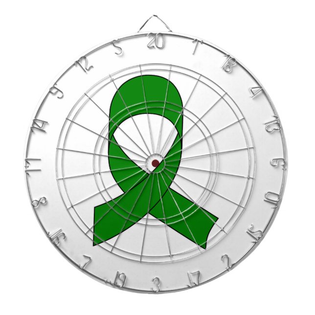 Green Ribbon Drawing Dartboard With Darts (Front)