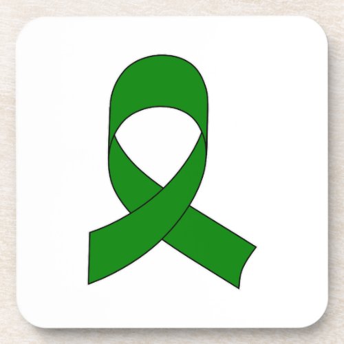 Green Ribbon Drawing Drink Coaster