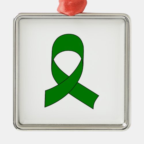 Green Ribbon Drawing Metal Ornament