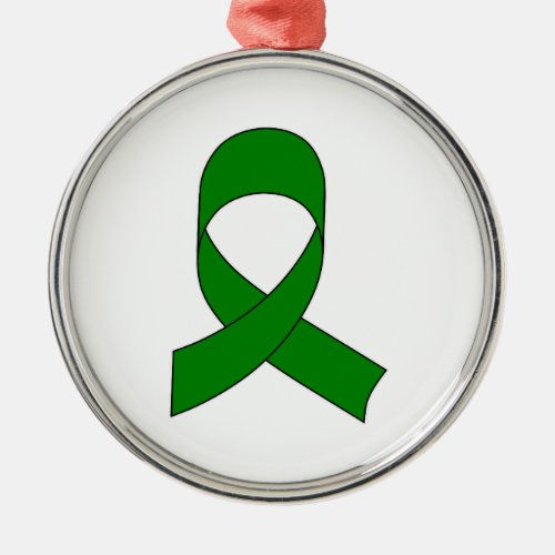 Green Ribbon Drawing Metal Ornament