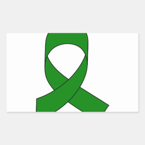 Green Ribbon Drawing Rectangular Sticker