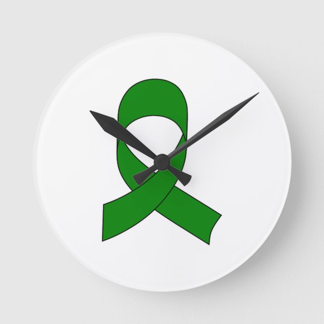 Green Ribbon Drawing Round Clock (Front)