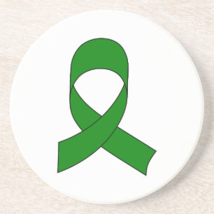 Green Ribbon Drawing Sandstone Coaster