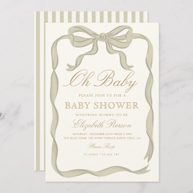 Green Ribbon Gender neutral Baby Shower  Invitation (Creator Uploaded)