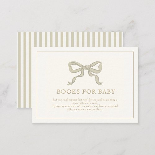 Green Ribbon Gender neutral Books for baby Enclosure Card