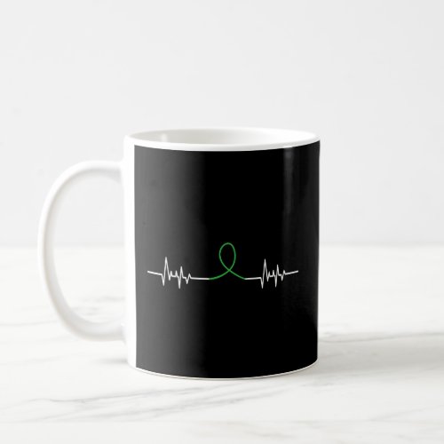 Green Ribbon Heart Beat _ Mental Health Awareness  Coffee Mug
