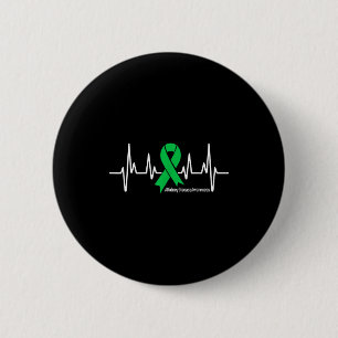 Green Ribbon Heartbeat Kidney Disease Awareness Me Button