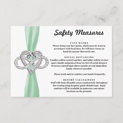Green Ribbon Infinity Heart Safety Measures Enclosure Card