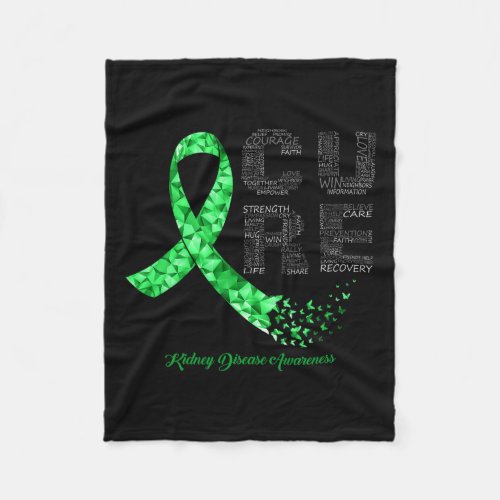 Green Ribbon Kidney Disease Awareness  Fleece Blanket