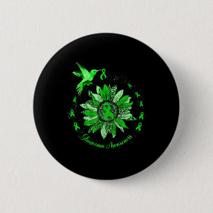 Green Ribbon Leopard Sunflower Glaucoma Awareness Button