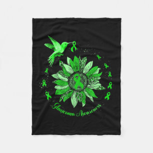 Green Ribbon Leopard Sunflower Glaucoma Awareness Fleece Blanket