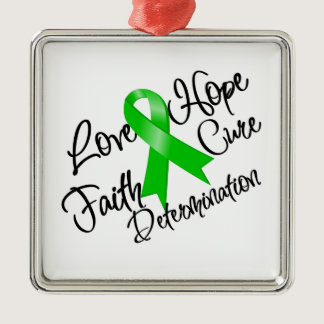 Green Ribbon Love Hope Determination Metal Ornament