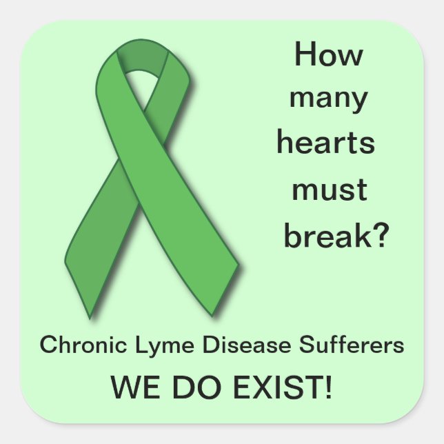 Green Ribbon Lyme Disease Awareness Square Sticker (Front)