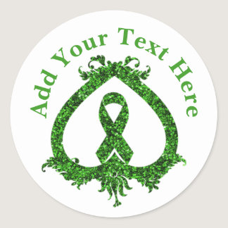 Green Ribbon Mental Health and Cancer Awareness  Classic Round Sticker