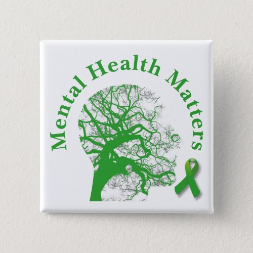  Green Ribbon  Mental Health Awareness Button