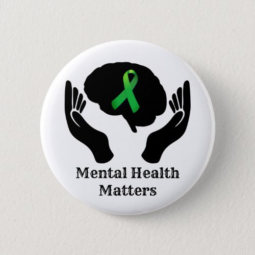  Green Ribbon Mental Health Awareness   Button