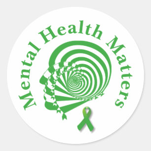 Green Ribbon &Mental Health Awareness Classic Round Sticker