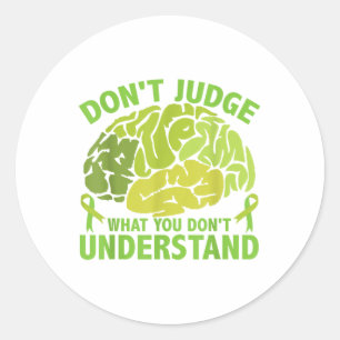 Green Ribbon Mental Health Awareness Classic Round Sticker