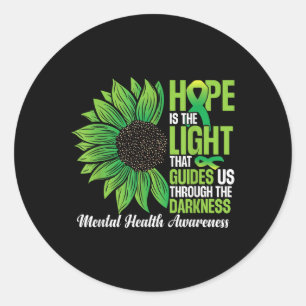 Green Ribbon Mental Health Awareness Month Classic Round Sticker