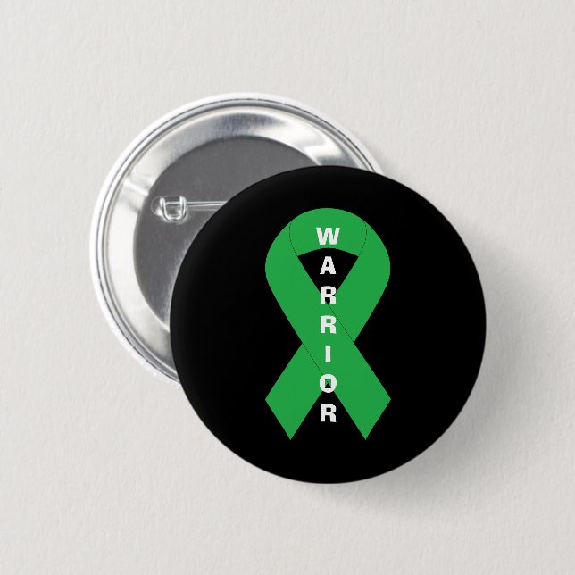 Green Ribbon Mental Health Awareness Warrior Button (Front & Back)