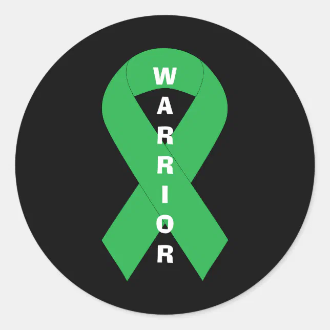 Green Ribbon Mental Health Awareness Warrior Classic Round Sticker | Zazzle