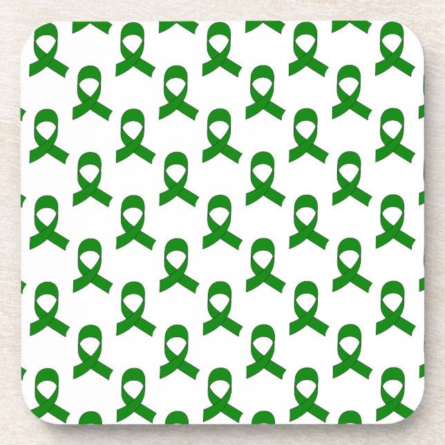 Green Ribbon Pattern Beverage Coaster (Front)