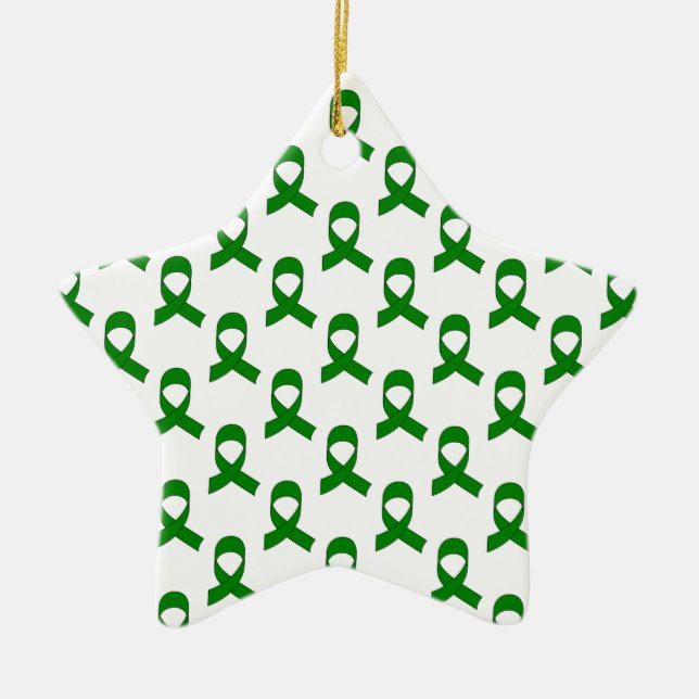 Green Ribbon Pattern Ceramic Ornament (Front)