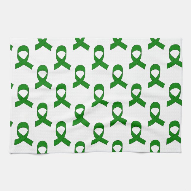 Green Ribbon Pattern Kitchen Towel (Horizontal)