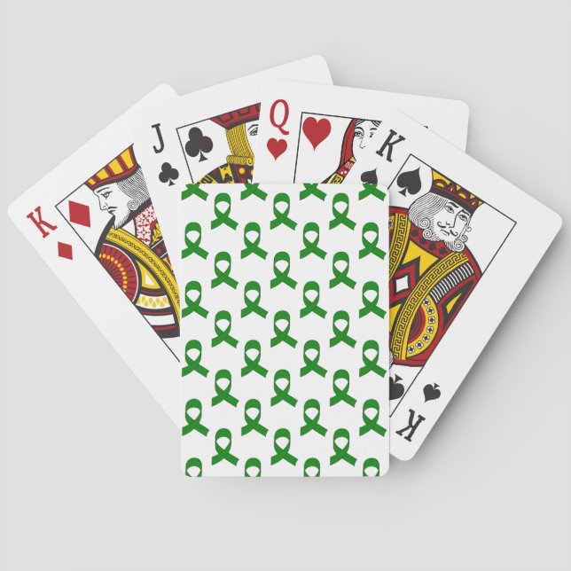 Green Ribbon Pattern Poker Cards (Back)