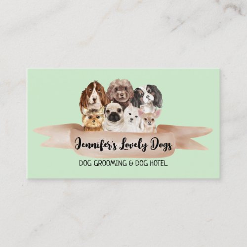 Green Ribbon Pet Sitter Groomer Dogs Business Card