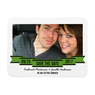 Green Ribbon Photo Save the Date Magnet
