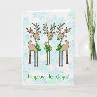Green Ribbon Reindeer (Kidney Cancer) Holiday Card
