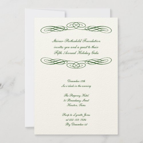 Green ribbon script corporate formal gala event invitation