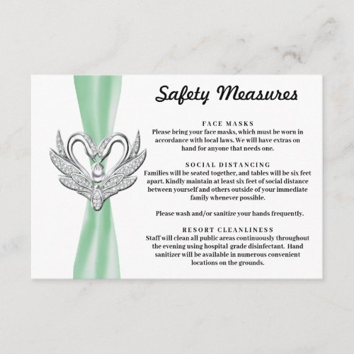 Green Ribbon Silver Swans Safety Measures Enclosure Card