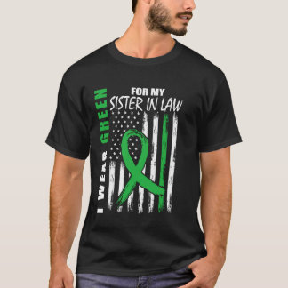 Green Ribbon Sister In Law Kidney Disease Awarenes T-Shirt