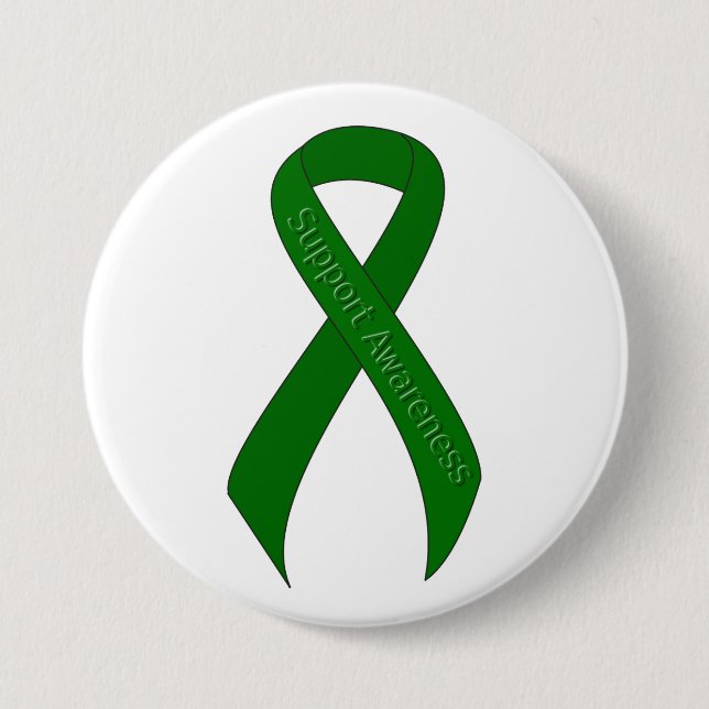 Green Ribbon Support Awareness Button (Front)