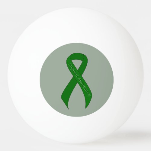 Green Ribbon Support Awareness Ping Pong Ball