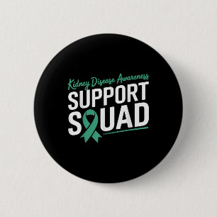 Green Ribbon Support Squad For Kidney Disease Awar Button