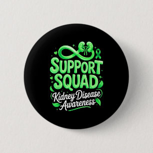 Green ribbon support squad kidney disease awarenes button