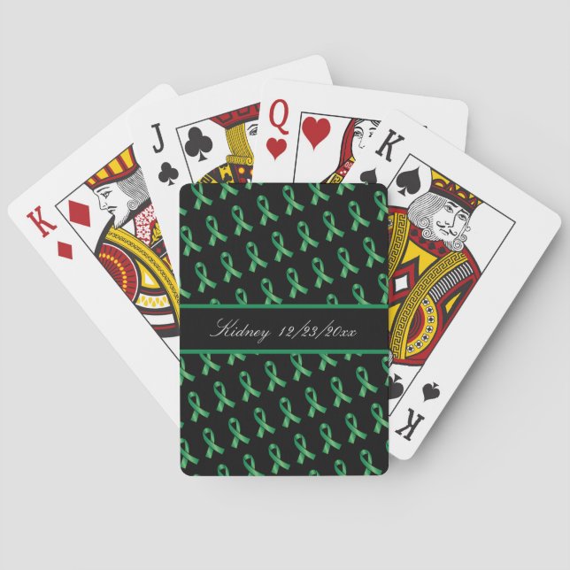 Green Ribbon Transplant Organ Donation Awareness Poker Cards (Back)