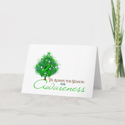 Green Ribbon Xmas Awareness Season Holiday Card